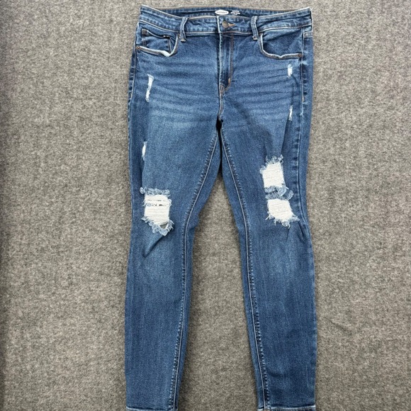 Old Navy Denim - Old Navy Rockstar Super Skinny Mid Rise Distressed Jeans Medium Wash Womens 12
